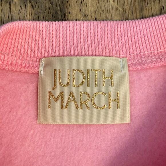 Judith March Sweatshirt Strawberry Pink Pullover Rhinestone Funky Artsy Large - Picture 3 of 12